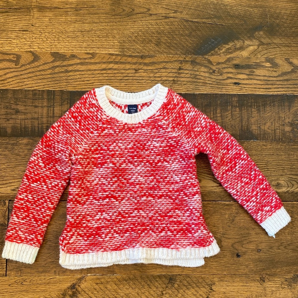 J. Crew red and white crew neck sweater | 3T